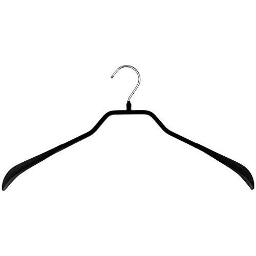 Mawa by Reston Lloyd BodyForm Series Non-Slip Space-Saving Extra Wide Clothes Hanger For Jackets, Suits & Coats, Style 46/L , Set of 6, Black
