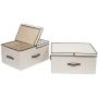 STORAGE MANIAC 65L Jumbo Closet Storage Organizer Boxes 2-Compartment Foldable Bins with Removable Dividers, Natural