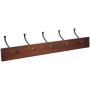 AmazonBasics Wall-Mounted Farmhouse Coat Rack, 5 Standard Hooks, Light Walnut