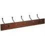 AmazonBasics Wall-Mounted Farmhouse Coat Rack, 5 Standard Hooks, Light Walnut