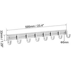 uxcell Wall Mounted Adjustable Silver 8 Hangers Towel Hat Coat Clothes Wall Hook Rack Rail