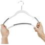 ZENY 100 Pack Plastic Coat Hangers, Space Saving Clothes Hanger with Non-Slip Stripe and 360° Swivel Hooks, 0.2& Thickness, Gray