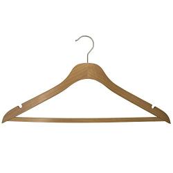 NAHANCO SL70017WB20 17" Slim Line Space Saving Wooden Suit Hanger with Pant Bar (Pack of 20) Natural