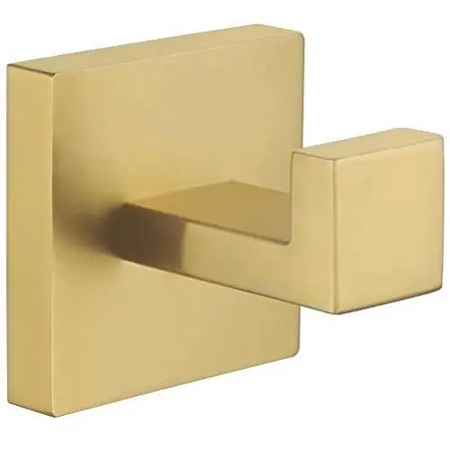 Bathroom Towel Hook, APLusee SUS304 Stainless Steel Single Square Home Storage Holder Utility Coat Robe Hook Wall Hanger, Brushed Gold Bathroom Towel Hook, APLusee SUS304 Stainless Steel Single Square Home Storage Holder Utility Coat Robe Hook Wall Hanger, Brushed Gold