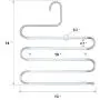 HonTop 4 PCS Non-Slip Pants Hangers S-Shape 5 Layers Stainless Steel with White Silicone Coating Multi Clothes Cascading Hangers Space Saving Clothes Organizer for Jeans Scarf Ties Towels Leggings