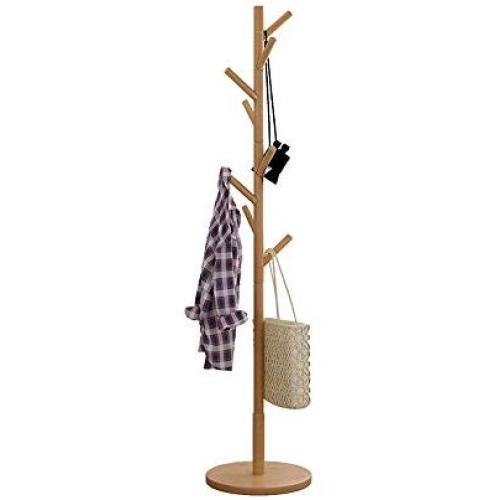 Iusun Coat Rack Stand Tree Hall Tree Entryway Storage Shelf Wood Look Accent Furniture for Clothes Hat Bag Hanger Floor Bedroom Multi-Function Simple Clothes Rack-Ship from USA