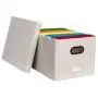 Internets Best Collapsible File Storage Organizer Boxes with Lid | Decorative Linen Hanging Filing & Storage Office Boxes | Letter/Legal | Strong Durable | Toys Blankets Binders | Cream | 1 Pack