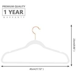 MOGIS Premium Velvet Hangers (Pack of 50) Heavyweight - Non Slip - Velvet Suit Hangers Black - Copper/Rose Gold Hooks,Space Saving Clothes Hangers (Black)