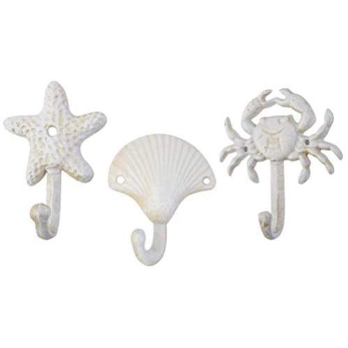 TOPBATHY 3pcs Nautical Hooks Crab sea Shell Shape Wall Hooks Coat Towel Hooks Robe Key Hat Clothes Hooks Wall Hangers Nautical Beach Coastal Wall Decorations Ornaments