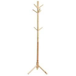 Ellymi Premium Wooden Coat Rack Freestanding with 9 Hooks Painted Solid Wood Tree Hangers for Coats, Hats, Scarves, Clothes and Handbags 48x48x175cm, Wood Color Tree Rack Stand for Coats Clothes