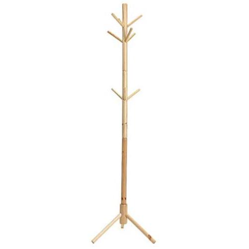Ellymi Premium Wooden Coat Rack Freestanding with 9 Hooks Painted Solid Wood Tree Hangers for Coats, Hats, Scarves, Clothes and Handbags 48x48x175cm, Wood Color Tree Rack Stand for Coats Clothes