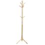 Ellymi Premium Wooden Coat Rack Freestanding with 9 Hooks Painted Solid Wood Tree Hangers for Coats, Hats, Scarves, Clothes and Handbags 48x48x175cm, Wood Color Tree Rack Stand for Coats Clothes