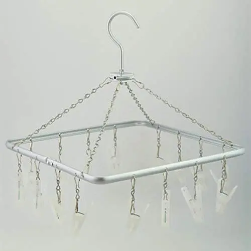 XMZFQ Hanging Drying Rack Aluminum Sock Hanger Rotating Hooks Clothes Drying Rack with 16 Clips for Socks Underwear Insoles Gloves XMZFQ Hanging Drying Rack Aluminum Sock Hanger Rotating Hooks Clothes Drying Rack with 16 Clips for Socks Underwear Insoles Gloves