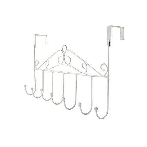 Hooks Over The Door Hook Organizer Rack Hanging, 7 Hooks, Over Door Storage Rack ? Organizer Hooks for Coats, Hats, Robes, Clothes or Towels (White)