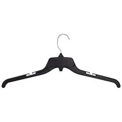 Hangon Recycled Plastic with Notches Shirt Hangers, 19 Inch, Black, 10 Pack