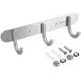 Towel Hook Rack Brushed Nickel - Sagmoc 8-Inch Coat Hook Rail Wall Mounted with 3 Hooks, Durable Clothes Hangers for Bedroom, Bathroom, Foyer, Hallway (304 Stainless Steel)