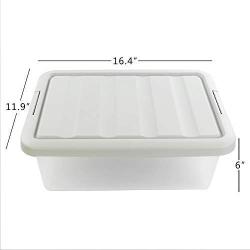 Wekiog Versatile Storage Organizer Plastic Bins with Lids, White 2 Packs, 14 Quart.