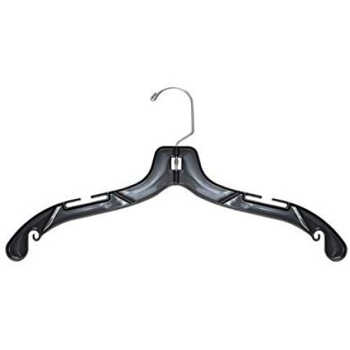 NAHANCO 2505 Plastic Dress Hanger, Middle Heavy Weight, 17", Black (Pack of 100)