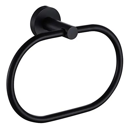 Matte Black Towel Ring, Angle Simple Stainless Steel Swivel Hand Towel Holder, Bathroom Face Towel Hanger 7.8 Inch Matte Black Towel Ring, Angle Simple Stainless Steel Swivel Hand Towel Holder, Bathroom Face Towel Hanger 7.8 Inch