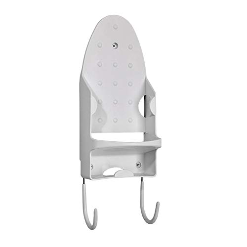 Wall Mounted Iron Rest, FOME PBT Plastic Heat Resistant Hanging Iron Holder Ironing Board Holder Wall Mount with Steel Hooks Iron Board Hanger Iron Board Organizer 11.6x5.2IN