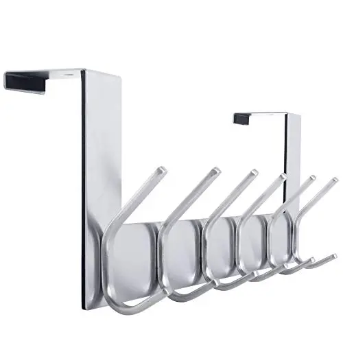 WEBI Over The Door Hook Door Hanger:Over The Door Towel Rack with 6 Hooks for Hanging Coats,Door Coat Hanger Towel Hanger Over Door Coat Rack for Towels,Clothes,Back of Bathroom,Silver WEBI Over The Door Hook Door Hanger:Over The Door Towel Rack with 6 Hooks for Hanging Coats,Door Coat Hanger Towel Hanger Over Door Coat Rack for Towels,Clothes,Back of Bathroom,Silver