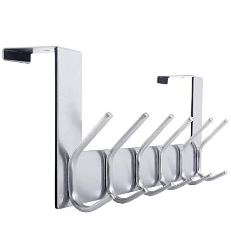 WEBI Over The Door Hook Door Hanger:Over The Door Towel Rack with 6 Hooks  for