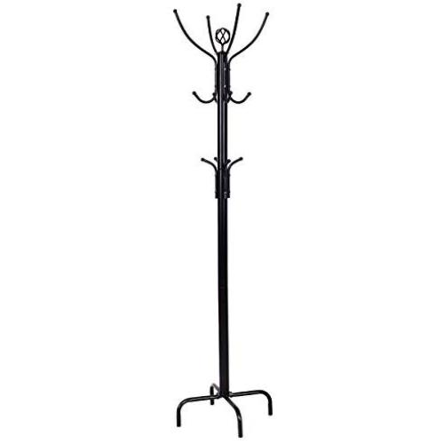 AyaMastro Black 76Inches Steel Coat Rack Free Standing Clothes Hanger Holder 3 Layer with Hooks