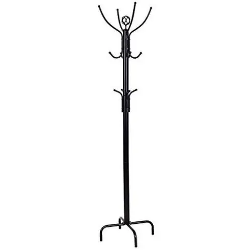 AyaMastro Black 76Inches Steel Coat Rack Free Standing Clothes Hanger Holder 3 Layer with Hooks
