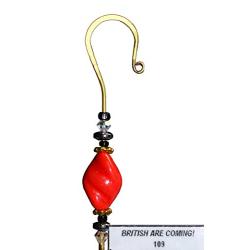 Handmade Jeweled Ornament Hanger Hook- BRITISH ARE COMING!