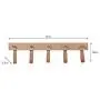 CKB LTD Raw Oak and Leather 5 PEG Rail for Hallway Or Bedroom Wall Mounted Rail Hanger for Coats Hats Drape Scarves Key Hook - Large H20 x W75 x D6.5cm