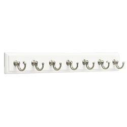 Franklin Brass FBKEYT7-WSE-R, 14" Key Rail / Rack, with 7 Hooks, in White & Satin Nickel