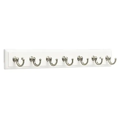 Franklin Brass FBKEYT7-WSE-R, 14" Key Rail / Rack, with 7 Hooks, in White & Satin Nickel Franklin Brass FBKEYT7-WSE-R, 14" Key Rail / Rack, with 7 Hooks, in White & Satin Nickel