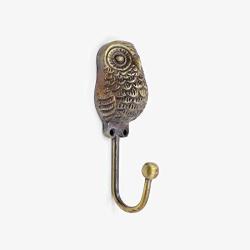 abodent.com Cute Brass Colour Owl Bird Coat Hook Hooks Wall Mounted Door Hook Hanger for Hat Coat Clothes Kitchen Bathroom Bedroom Office (Screws Included)