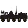Paris City Hook - Wooden Key Hook, Clothes Hook、Hooks Hanger for Wall、Entryway、Living Room-Black Key Holder with 5 Hooks