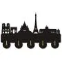 Paris City Hook - Wooden Key Hook, Clothes Hook、Hooks Hanger for Wall、Entryway、Living Room-Black Key Holder with 5 Hooks
