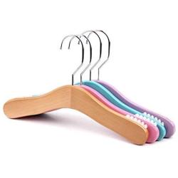 11inch  Premium Kids Baby Toddler Children Wooden Hangers 10 Pack | Clothes Dress Shirt Wood Hangers with Non-Slip Rubber Pad
