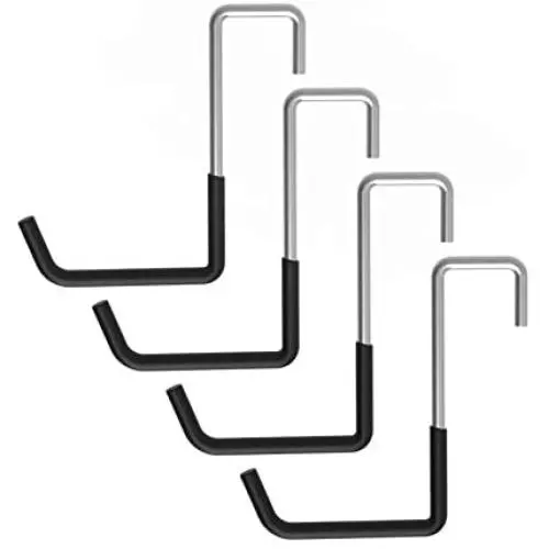 POETISKE Rafter Hook Ladder Bike Hanger Garage Storage Organizer Vinyl Coated Black 4PACK POETISKE Rafter Hook Ladder Bike Hanger Garage Storage Organizer Vinyl Coated Black 4PACK