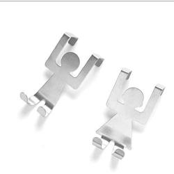 acction 2Pcs/Set Stainless Steel Hook, Home Decoration Kitchen Hanger Clothes Storage Rack Tool New Lovers Shaped Hooks