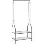 SAVICOS Clothing Garment Rack Heavy Duty Commercial Grade Clothes Stand Rack 2-Tier Entryway Metal Coat Rack and Shoe Bench Storage Stand with Single Rod Home Office Bedroom Metal Black