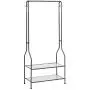 SAVICOS Clothing Garment Rack Heavy Duty Commercial Grade Clothes Stand Rack 2-Tier Entryway Metal Coat Rack and Shoe Bench Storage Stand with Single Rod Home Office Bedroom Metal Black SAVICOS Clothing Garment Rack Heavy Duty Commercial Grade Clothes Stand Rack 2-Tier Entryway Metal Coat Rack and Shoe Bench Storage Stand with Single Rod Home Office Bedroom Metal Black