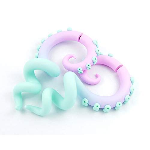 Menhera Fairy Kei Yami Kawaii Sweet Lolita Tentacle Earrings Pastel Creepy Jewelry Harajuku Disney Fake Faux Gauge Plug Goth Ear Hangers Kpop Anime Decora Octopus Tunnels Stretchers Tapers Piercings