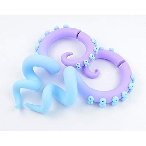 Menhera Fairy Kei Yami Kawaii Sweet Lolita Tentacle Earrings Pastel Creepy Jewelry Harajuku Disney Fake Faux Gauge Plug Goth Ear Hangers Kpop Anime Decora Octopus Tunnels Stretchers Tapers Piercings
