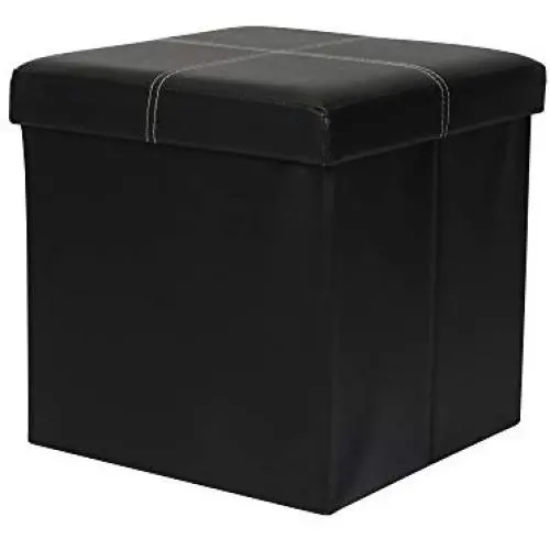 Otto & Ben Folding Toy Boxes Chest with Memory Foam Seat, Faux Leather Small Ottomans Bench Foot Rest Stool, Line Black Otto & Ben Folding Toy Boxes Chest with Memory Foam Seat, Faux Leather Small Ottomans Bench Foot Rest Stool, Line Black
