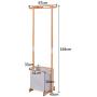 Tangkula Laundry Hamper Garment Rack, Bamboo Coat Organizer with Clothes Hanger and Storage Shelves (26W)