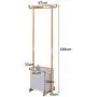 Tangkula Laundry Hamper Garment Rack, Bamboo Coat Organizer with Clothes Hanger and Storage Shelves (26W)