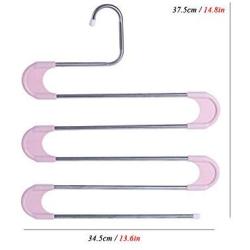 5pcs Random Color 5 Layers S Shape Travel Clothes Hangers Pants Belt Storage Rack Hanging Hooks Wardrobe Organization Space Saver Decoration