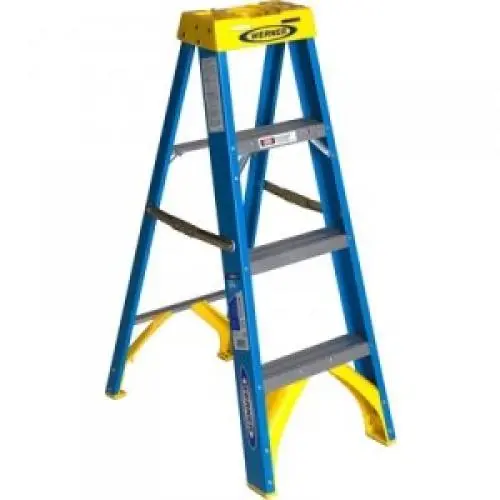 Werner Type 1 Fiberglass Stepladder - 4 Ft. | Paint Can Hanger on top Werner Type 1 Fiberglass Stepladder - 4 Ft. | Paint Can Hanger on top