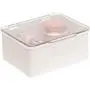 mDesign Stackable Bathroom Vanity Countertop Storage Cosmetic Organizer Boxes with Hinged Lid for Makeup, Beauty, Hair, Nail Supplies - 2 Pack - Cream/Clear