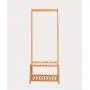 Cxjff Floor Standing Coat Rack Clothes Hat Stand Floor Standing Coat Rack Clothes Hat Stand Hanger 2 Layers Pole 5 Hooks Solid Wood, 60 39 170CM Hanger Modern (Color : Log Color)