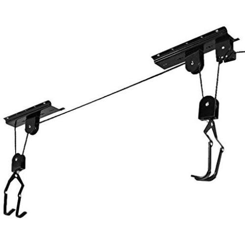 Goplus Bike Lift Hoist Heavy Duty Ceiling Mounted Hoist Storage Garage Hanger Pulley Rack, Lift Height up to 12ft (1 Pack)